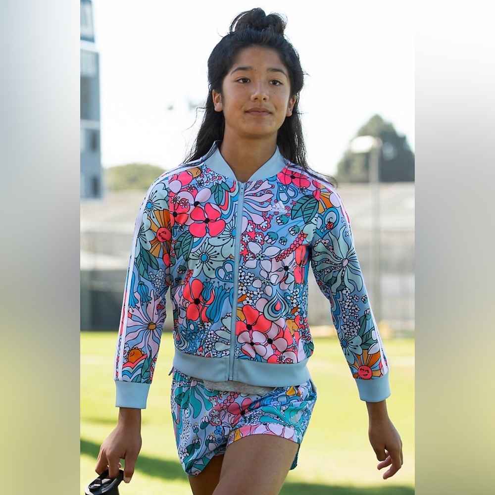 Colorful and Bright Girls Large Floral Adidas’s Jacket